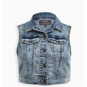 NWT Torrid Destructed Light Wash Blue Denim Vest Size 3X
